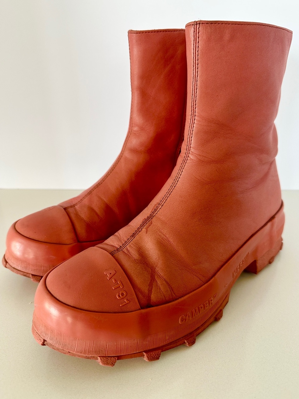 Camper Traktori Boot In Vulcanized Red Calfskin Leather EU 38 CamperLab - Picture 6 of 16